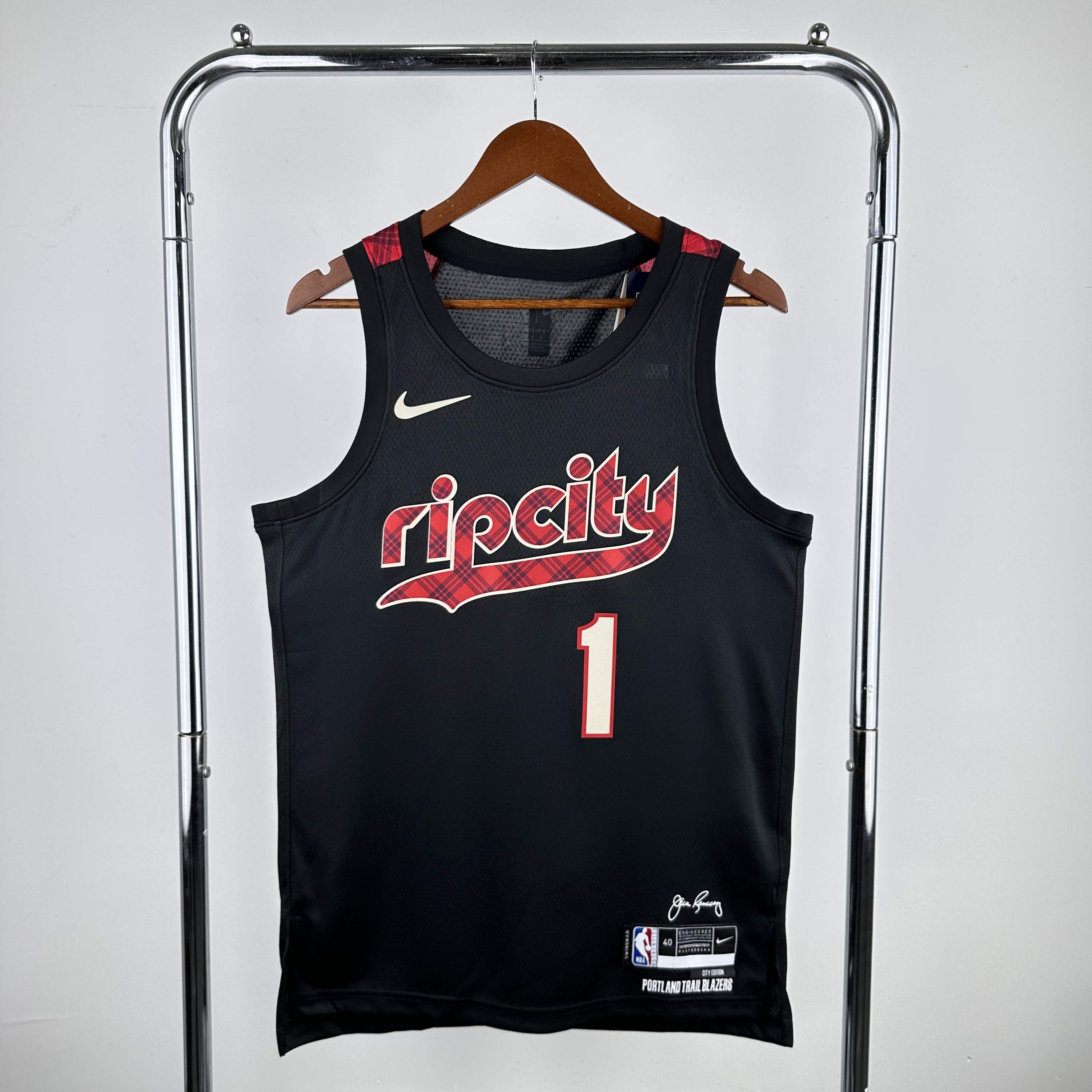 Men Portland Trail Blazers #1 Simmons Black City Edition Nike 2024 NBA Jersey